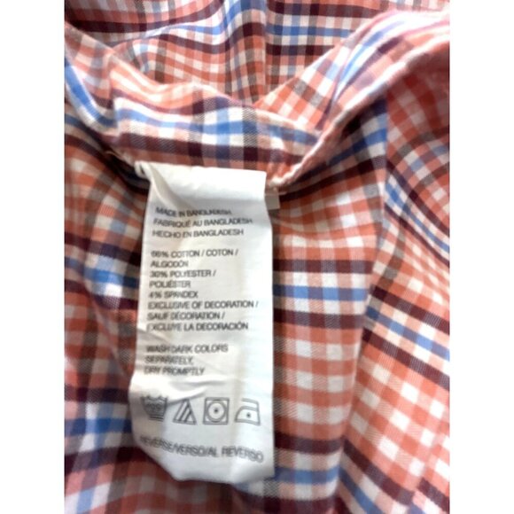Izod Mens Shirt Button Down Orange/Blue Checked Pocket Size XXL/TTG/XXG - Picture 5 of 6